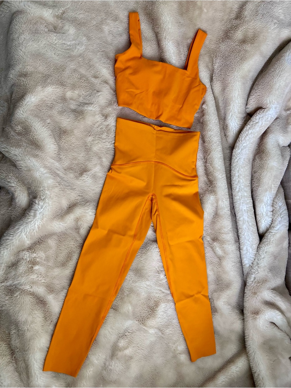 SPANX Bright Orange High-Waist Leggings with Matching Crop Tank